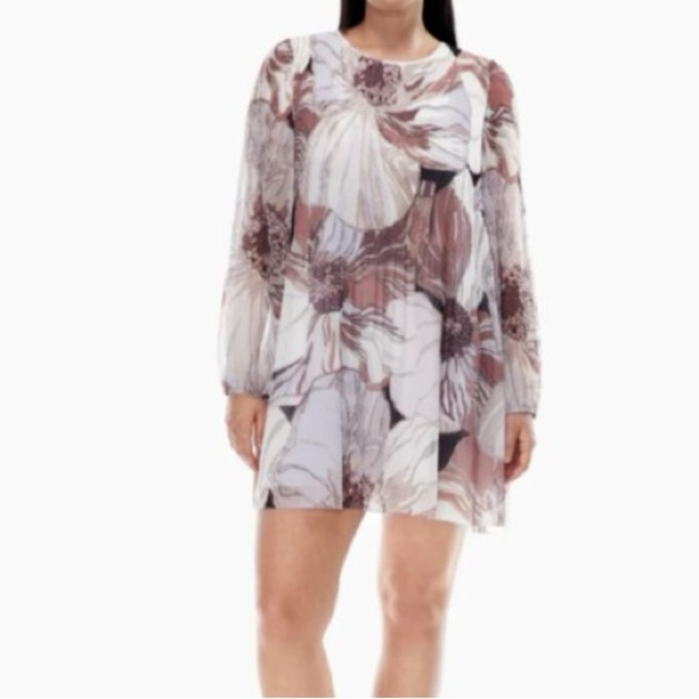 Aritzia Wilfred Daydreamer Mini Pleated Patterned Dress Size S